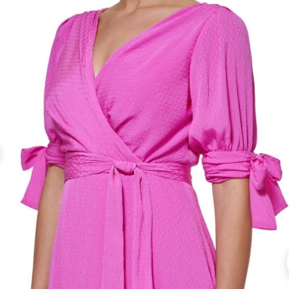 DKNY Women’s Pink Wrap Dress with Tie Waist SIZE 10